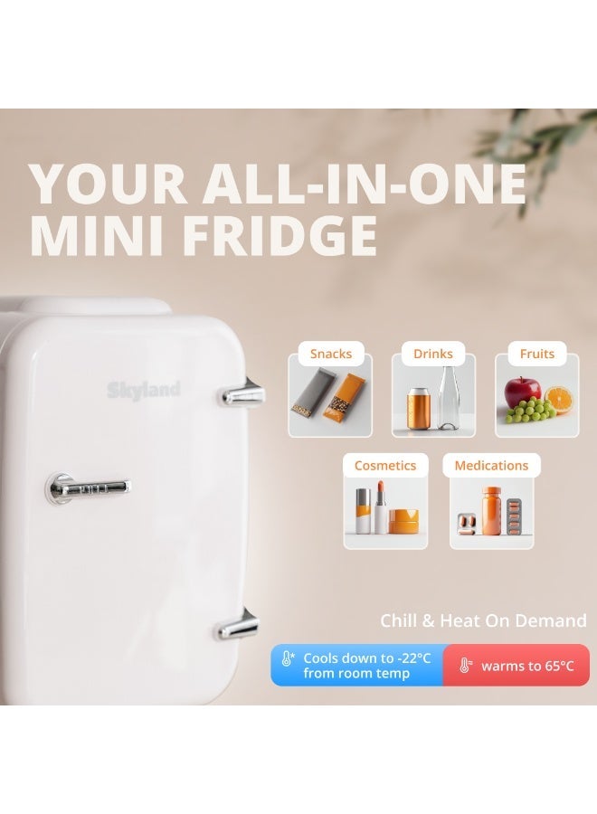 سكاي لاند ثلاجة صغيرة من سكايلاند سعة 4 لتر / 6 علب-مبرد ومسخن محمول للعناية بالبشرة ومستحضرات التجميل والأطعمة والمشروبات - ثلاجة تجميل شخصية هادئة وموفرة للطاقة للمنزل والمكتب والسيارة والسفر (أبيض) - Image 4